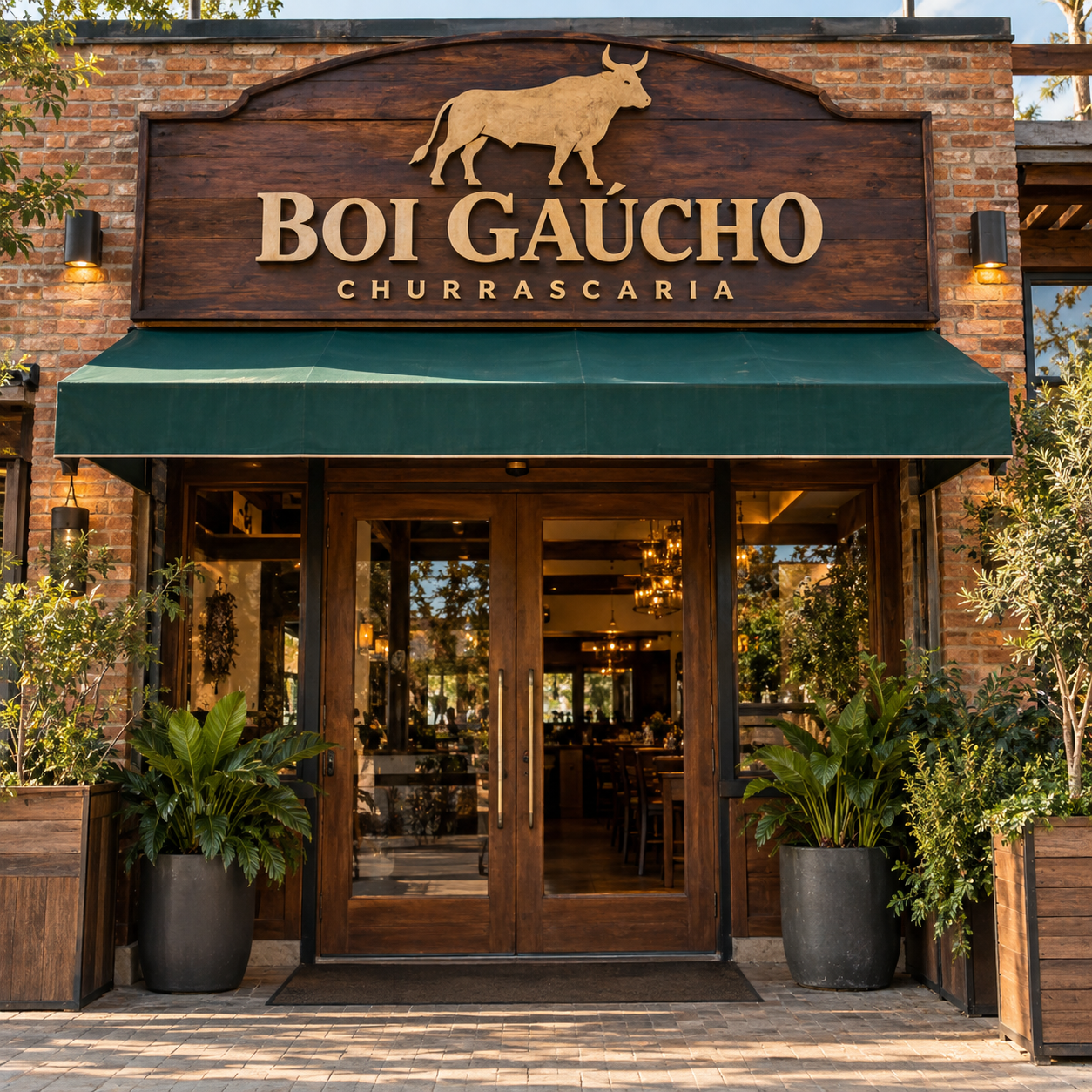 Fachada fictícia da Churrascaria Boi Gaúcho